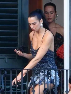 Dua Lipa Wears a Navy Embellished Mini Dress in Portofino – August 14, 2026 29 Dua Lipa Wears a Navy Embellished Mini Dress in Portofino – August 14, 2026