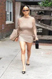 Lana Condor Taupe Draped Mini Dress in Murray Hill – August 17, 2026 28 Lana Condor Taupe Draped Mini Dress in Murray Hill – August 17, 2026