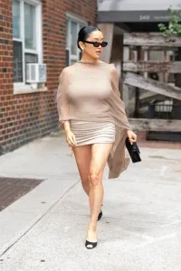 Lana Condor Taupe Draped Mini Dress in Murray Hill – August 17, 2026 26 Lana Condor Taupe Draped Mini Dress in Murray Hill – August 17, 2026
