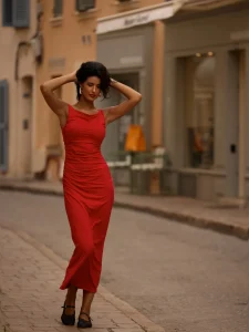 Liza Makhu Photoshoot Uses Red as the Dress in One Look and the Accent in Another 30 Liza Makhu Photoshoot Uses Red as the Dress in One Look and the Accent in Another
