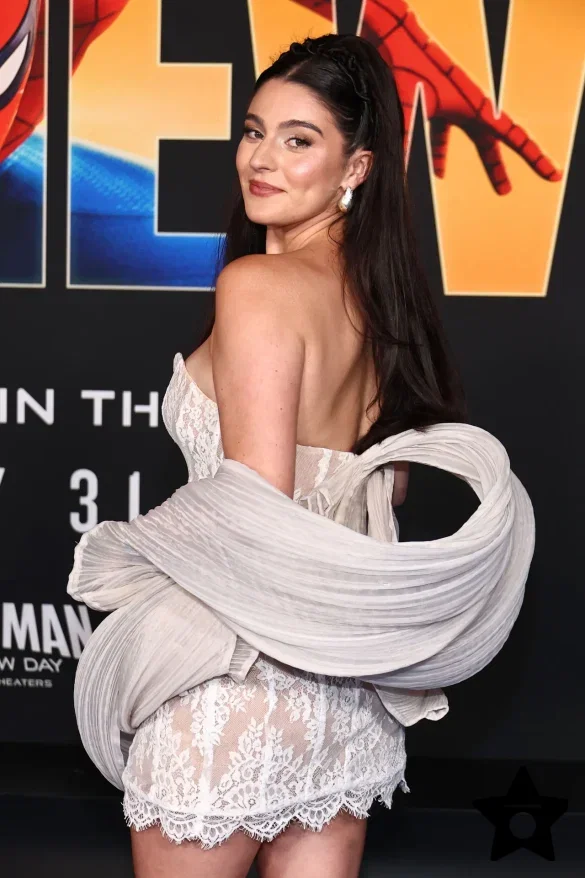 taya-miller-in-a-white-lace-mini-dress-at-the-spider-man-brand-new-day-world-premiere-4 Taya Miller in a White Lace Mini Dress at the Spider-Man: Brand New Day World Premiere