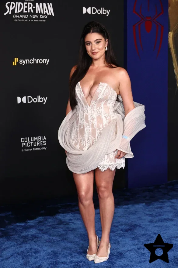 taya-miller-in-a-white-lace-mini-dress-at-the-spider-man-brand-new-day-world-premiere-7 Taya Miller in a White Lace Mini Dress at the Spider-Man: Brand New Day World Premiere